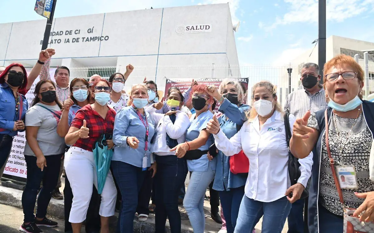 Protestan trabajadores del Hospital General de Tampico “Dr. Carlos Canseco” Alejandro del Ángel